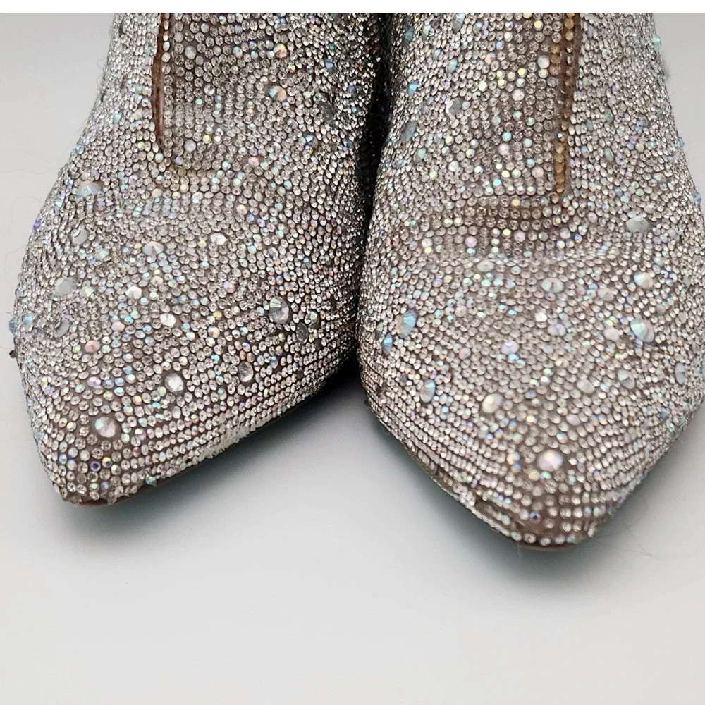 Betsey Johnson Kyla Ankle Booties Women 10 Blue Rhinestone Western Glam SB-KYLA